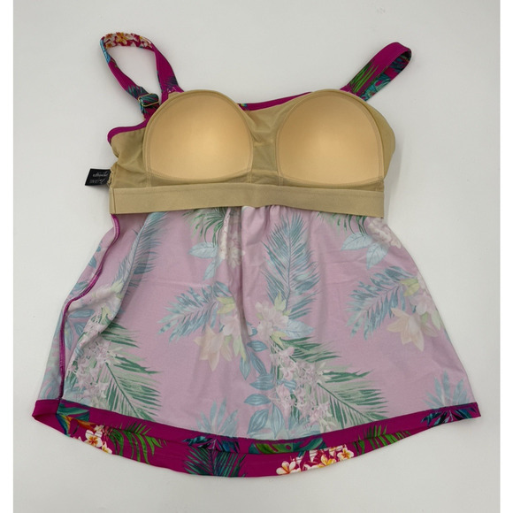 Swimsuits For All Women’s 2 Piece Tankini Bike Shorts Raspberry Tropic Size 12 - Picture 6 of 10
